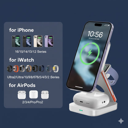 Premium 3-in-1 iPhone Ladestation – faltbares Design
