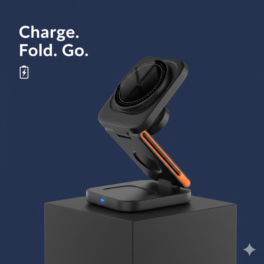 Premium 3-in-1 iPhone Ladestation – faltbares Design